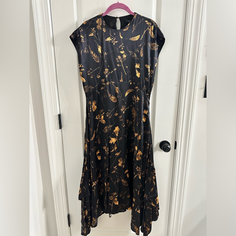AllSaints Gianna Heligan Fall Floral Print Silk Blend Dress Size 4